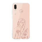 Manitoba Huawei P20 Lite Uyumlu Soyut Sanat Tasarımlı Şeffaf Telefon Kılıfı, Silikon, Çok Renkli