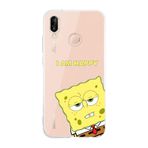 Manitoba Huawei P20 Lite Uyumlu SpongeBob Tasarımlı Şeffaf Telefon Kılıfı, Silikon, Çok Renkli