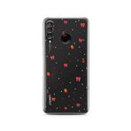 Manitoba Huawei P30 Lite ile Uyumlu Baskılı Yumuşak Silikon Şeffaf Telefon Kılıfı, Çilek ve Fiyonk Deseni