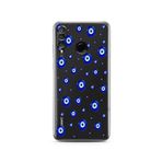 Manitoba Huawei P30 Lite ile Uyumlu Baskılı Yumuşak Silikon Şeffaf Telefon Kılıfı, Mavi Nazar Deseni