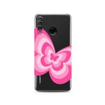 Manitoba Huawei P30 Lite ile Uyumlu Baskılı Yumuşak Silikon Şeffaf Telefon Kılıfı, Pembe Çiçek Deseni