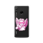 Manitoba Huawei P30 Lite ile Uyumlu Baskılı Yumuşak Silikon Şeffaf Telefon Kılıfı, Pembe Melek Deseni