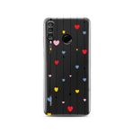 Manitoba Huawei P30 Lite ile Uyumlu Baskılı Yumuşak Silikon Şeffaf Telefon Kılıfı, Renkli Kalpler Deseni