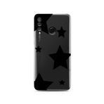 Manitoba Huawei P30 Lite ile Uyumlu Baskılı Yumuşak Silikon Şeffaf Telefon Kılıfı, Yıldız Deseni, Siyah
