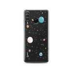 Manitoba Huawei P30 Lite ile Uyumlu Baskılı Yumuşak Silikon Telefon Kılıfı, Şeffaf, Gezegen Deseni