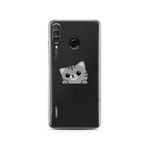 Manitoba Huawei P30 Lite ile Uyumlu Baskılı Yumuşak Silikon Telefon Kılıfı, Şeffaf, Kedi Deseni