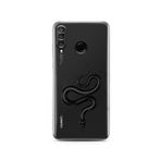 Manitoba Huawei P30 Lite ile Uyumlu Baskılı Yumuşak Silikon Telefon Kılıfı, Şeffaf, Siyah