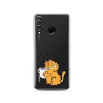 Manitoba Huawei P30 Lite ile Uyumlu Garfield Tasarımlı Baskılı Şeffaf Telefon Kılıfı