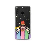 Manitoba Huawei P30 Lite ile Uyumlu Powerpuff Girls Tasarımlı Baskılı Şeffaf Telefon Kılıfı, Çok Renkli