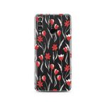 Manitoba Huawei P30 Lite Uyumlu Baskılı Yumuşak Silikon Şeffaf Telefon Kılıfı, Çiçek Desen, Kırmızı