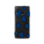 Manitoba Huawei P30 Lite Uyumlu Baskılı Yumuşak Silikon Şeffaf Telefon Kılıfı, Mavi Kalp Deseni