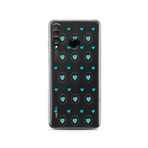 Manitoba Huawei P30 Lite Uyumlu Baskılı Yumuşak Silikon Şeffaf Telefon Kılıfı, Turkuaz Kalp Deseni