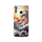 Manitoba Huawei P30 Lite Uyumlu Dalga Tasarımlı Baskılı Şeffaf Telefon Kılıfı, Çok Renkli