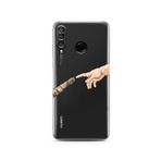 Manitoba Huawei P30 Lite Uyumlu El ve Pati Tasarımlı Baskılı Şeffaf Telefon Kılıfı, Çok Renkli