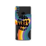 Manitoba Huawei P30 Lite Uyumlu Good Vibes Only Tasarımlı Baskılı Şeffaf Telefon Kılıfı, Çok Renkli
