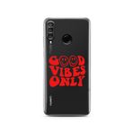 Manitoba Huawei P30 Lite Uyumlu Good Vibes Only Tasarımlı Baskılı Şeffaf Telefon Kılıfı