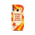 Manitoba Huawei P30 Lite Uyumlu Happy And Coffee Tasarımlı Baskılı Şeffaf Telefon Kılıfı, Çok Renkli