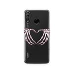Manitoba Huawei P30 Lite Uyumlu İskelet Kalp Tasarımlı Baskılı Şeffaf Telefon Kılıfı, Çok Renkli