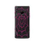 Manitoba Huawei P30 Lite Uyumlu Kalp ve Örümcek Ağı Tasarımlı Baskılı Şeffaf Telefon Kılıfı, Çok Renkli