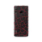 Manitoba Huawei P30 Lite Uyumlu Şekiller Tasarımlı Baskılı Şeffaf Telefon Kılıfı, Kırmızı-Siyah