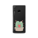 Manitoba Huawei P30 Lite Uyumlu Sevimli Kaktüsler Tasarımlı Baskılı Şeffaf Telefon Kılıfı, Çok Renkli