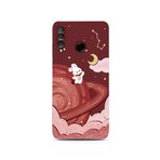 Manitoba Huawei P30 Lite Uyumlu Sevimli Tavşan Tasarımlı Baskılı Şeffaf Telefon Kılıfı, Silikon, Bordo