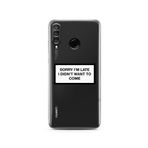 Manitoba Huawei P30 Lite Uyumlu Sorry I'm Late Tasarımlı Baskılı Şeffaf Telefon Kılıfı, Çok Renkli