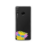 Manitoba Huawei P30 Lite Uyumlu SpongeBob Tasarımlı Baskılı Şeffaf Telefon Kılıfı, Çok Renkli