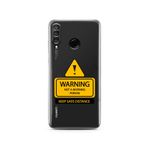 Manitoba Huawei P30 Lite Uyumlu Warning Tasarımlı Baskılı Şeffaf Telefon Kılıfı, Çok Renkli