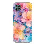 Manitoba Huawei P40 Lite ile Uyumlu Baskılı Yumuşak Silikon Şeffaf Telefon Kılıfı, Çiçek Desen