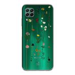 Manitoba Huawei P40 Lite ile Uyumlu Çiçekler Tasarımlı Baskılı Şeffaf Silikon Telefon Kılıfı, Yeşil