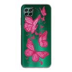 Manitoba Huawei P40 Lite ile Uyumlu Pembe Kelebekler Tasarımlı Baskılı Şeffaf Telefon Kılıfı