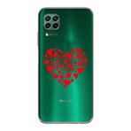 Manitoba Huawei P40 Lite Uyumlu Baskılı Yumuşak Silikon Şeffaf Telefon Kılıfı, Kırmızı Kalp Deseni