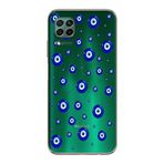 Manitoba Huawei P40 Lite Uyumlu Baskılı Yumuşak Silikon Şeffaf Telefon Kılıfı, Nazar Boncuğu Deseni, Yeşil