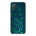 Manitoba Huawei P40 Lite Uyumlu Baskılı Yumuşak Silikon Şeffaf Telefon Kılıfı, Yeşil-Lacivert Desen