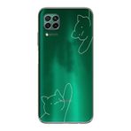 Manitoba Huawei P40 Lite Uyumlu Kediler Tasarımlı Baskılı Şeffaf Telefon Kılıfı, Yeşil