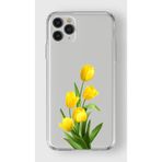 Manitoba iPhone 11 Pro Max Uyumlu Sarı Lale Tasarımlı Şeffaf Telefon Kılıfı