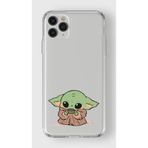 Manitoba iPhone 11 Pro Uyumlu Baby Yoda Tasarımlı Şeffaf Telefon Kılıfı, Silikon, Çok Renkli