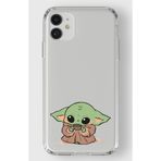Manitoba iPhone 11 Uyumlu Baby Yoda Tasarımlı Baskılı Şeffaf Silikon Telefon Kılıfı