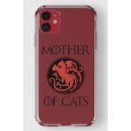 Manitoba iPhone 11 Uyumlu Baskılı Yumuşak Silikon Şeffaf Telefon Kılıfı, Kırmızı, Mother of Cats Desen
