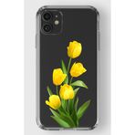 Manitoba iPhone 11 Uyumlu Sarı Lale Tasarımlı Şeffaf Telefon Kılıfı