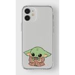 Manitoba iPhone 12 Mini Uyumlu Baby Yoda Tasarımlı Şeffaf Silikon Telefon Kılıfı, Çok Renkli