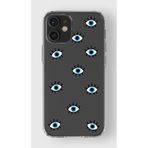 Manitoba iPhone 12 Mini Uyumlu Baskılı Yumuşak Silikon Şeffaf Telefon Kılıfı, Göz Deseni
