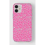 Manitoba iPhone 12 Mini Uyumlu Baskılı Yumuşak Silikon Şeffaf Telefon Kılıfı, Leopar Desen, Pembe