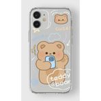 Manitoba iPhone 12 Mini Uyumlu Baskılı Yumuşak Silikon Şeffaf Telefon Kılıfı, Teddy Bear Desen