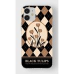 Manitoba iPhone 12 Mini Uyumlu Black Tulips Tasarımlı Şeffaf Telefon Kılıfı