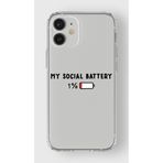 Manitoba iPhone 12 Mini Uyumlu My Social Battery Tasarımlı Şeffaf Telefon Kılıfı