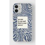 Manitoba iPhone 12 Mini Uyumlu No One Is You Tasarımlı Şeffaf Telefon Kılıfı, Mavi-Beyaz Zebra Desen