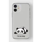 Manitoba iPhone 12 Mini Uyumlu Panda Tasarımlı Şeffaf Silikon Telefon Kılıfı, Çok Renkli