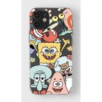 Manitoba iPhone 12 Mini Uyumlu SpongeBob Tasarımlı Baskılı Şeffaf Silikon Telefon Kılıfı